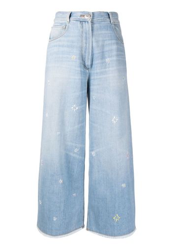 Forte Forte floral-embroidered wide-leg jeans - Blu