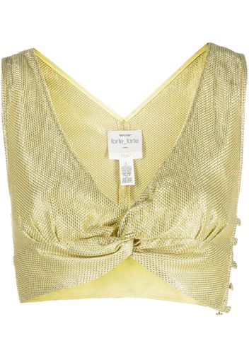 Forte Forte knotted shimmer crop top - Giallo