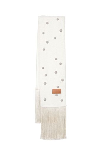 Forte Forte frayed-edge logo-patch scarf - Bianco