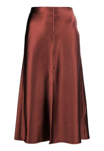 Forte Forte high-waisted satin-finish midi skirt - Marrone