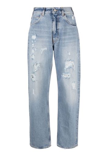 Fortela straight-leg distressed denim trousers - Blu