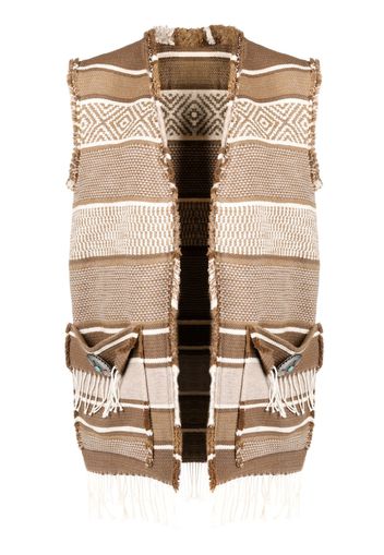 Fortela vertical-stripe knitted gilet - Marrone