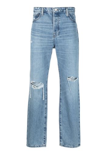 FRAME distressed-finish straight-leg jeans - Blu
