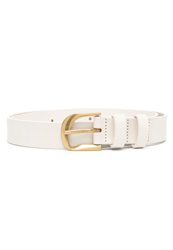 FRAME logo-engraved buckle leather belt - Bianco