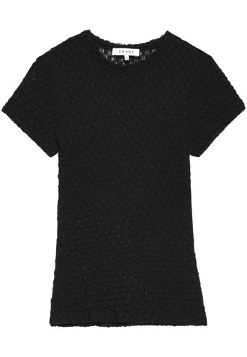 FRAME Mesh Lace round-neck top - Nero