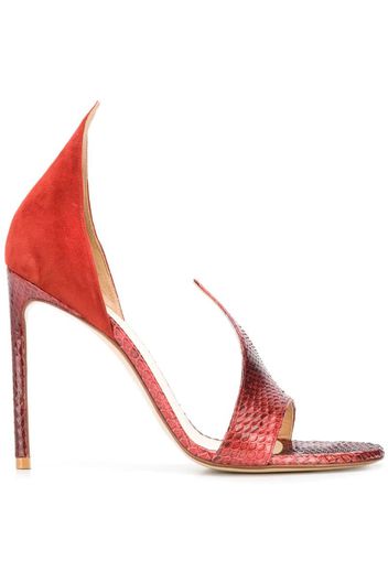 asymmetric snakeskin effect sandals