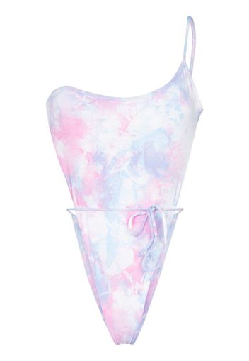 one-shoulder tie-dye swimsuit