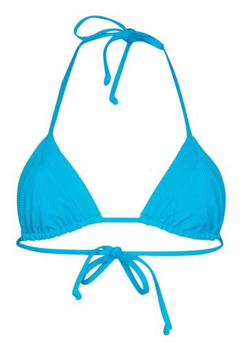 Sky ribbed triangle bikini top