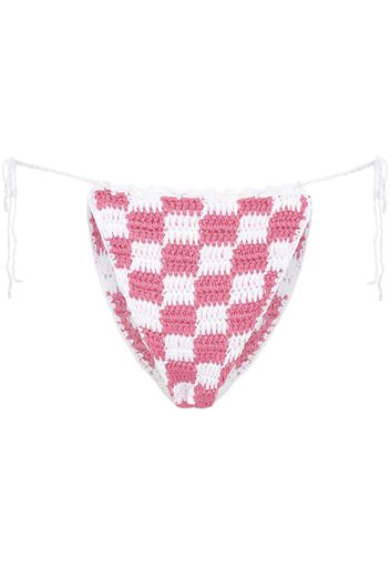 Frankies Bikinis Slip bikini a quadri - Rosa