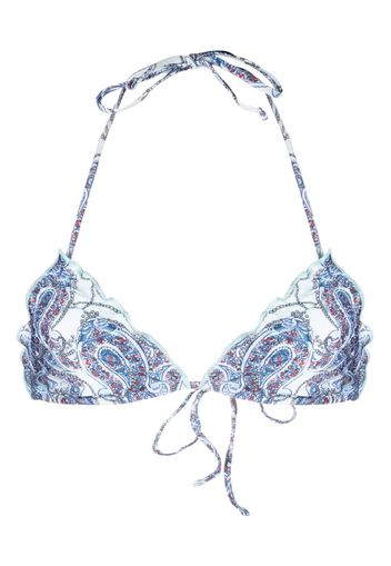 Frankies Bikinis Tidal Shine paisley-print bikini top - Blu