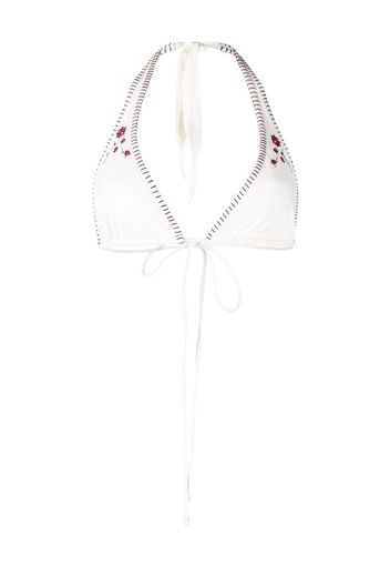 Frankies Bikinis Diana floral-embroidery bikini top - Bianco