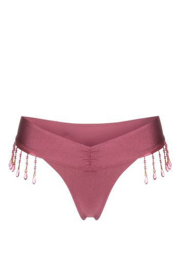 Frankies Bikinis bead-embellished bikini bottoms - Rosa