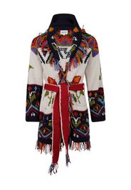 FRANTIC floral-fringe cardigan - Bianco