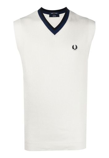 Fred Perry embroidered-logo detail vest - Bianco