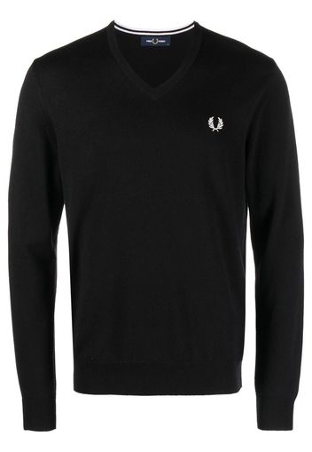 Fred Perry crest-motif V-neck sweatshirt - Nero