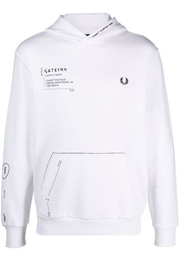 Fred Perry x GATE194 signature-print hoodie - Bianco