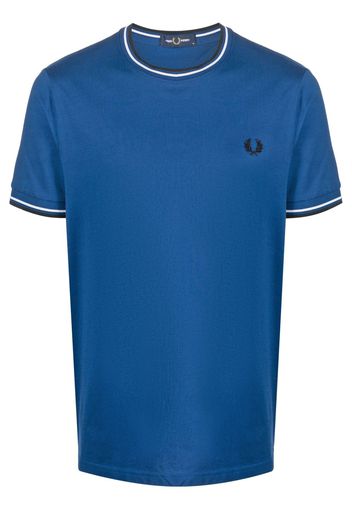 Fred Perry embroidered-logo cotton T-shirt - Blu