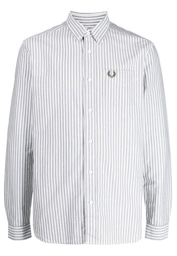 Fred Perry logo-embroidered striped cotton shirt - Grigio