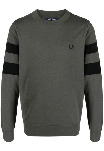 Fred Perry logo-embroidered stripe-detailing jumper - Verde