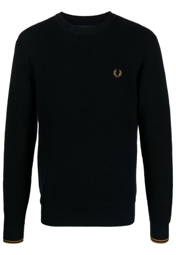 Fred Perry logo-embroidered waffle-knit jumper - Blu