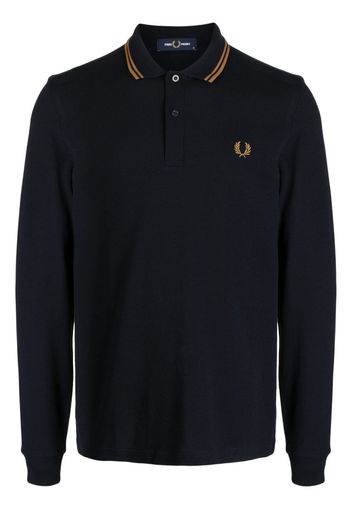 Fred Perry logo-embroidered cotton polo shirt - Blu