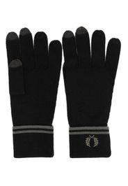 Fred Perry embroidered-logo striped gloves - Nero