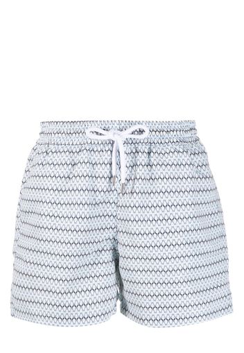 Frescobol Carioca graphic-print drawstring swim shorts - Blu