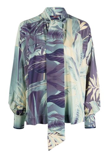 F.R.S For Restless Sleepers jungle-print silk blouse - Blu