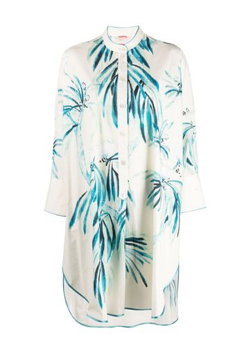 F.R.S For Restless Sleepers leaf-print cotton shirt dress - Bianco