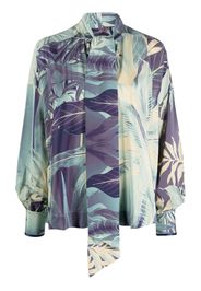 F.R.S For Restless Sleepers jungle-print silk blouse - Blu