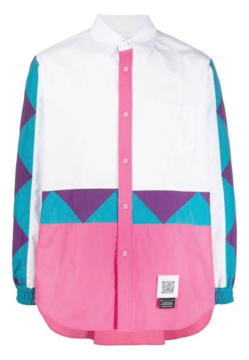 Fumito Ganryu Giacca-camicia a vento con design color-block - Bianco