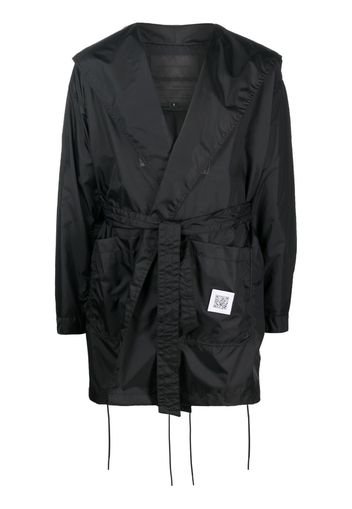 Fumito Ganryu belted long-sleeve Rain Gown - Nero