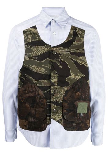 Fumito Ganryu Camicia a inserti con stampa camouflage - Blu