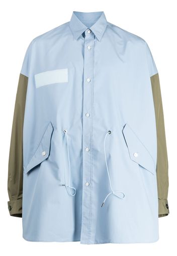 Fumito Ganryu two-tone drawstring-waist shirt - Blu