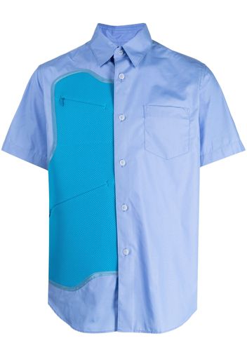 Fumito Ganryu mesh-panel short-sleeve shirt - Blu