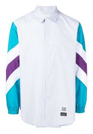 Fumito Ganryu contrast-sleeve striped shirt - Blu