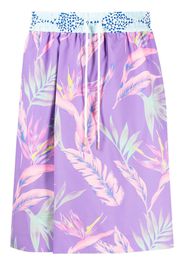 Fumito Ganryu botanical-print drawstring shorts - Viola