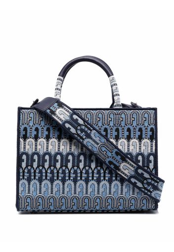 Furla Toni Antracite jacquard-embossed tote bag - Blu