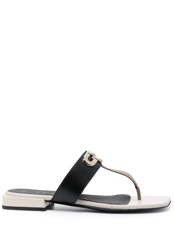 Furla logo-plaque T-bar leather sandals - Nero