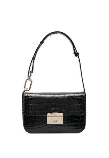 Furla crocodile-effect leather shoulder bag - Nero