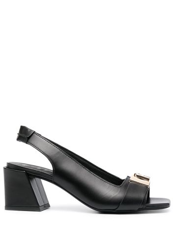 Furla 65mm logo-plaque leather sandals - Nero