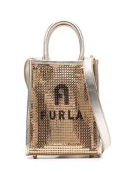 Furla logo-print sequin tote bag - Oro