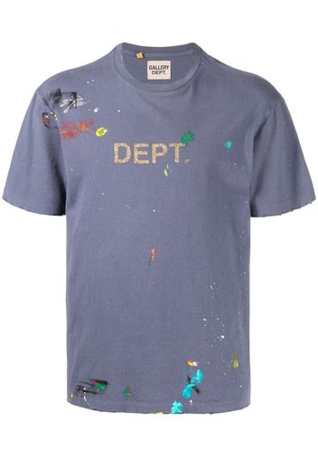 GALLERY DEPT. paint-splatter distressed cotton T-shirt - Blu