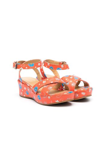 Gallucci Kids TEEN floral-print leather sandals - Arancione