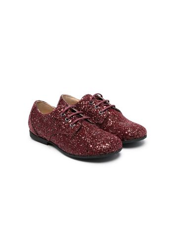 Gallucci Kids glitter lace-up ballerina shoes - Rosso
