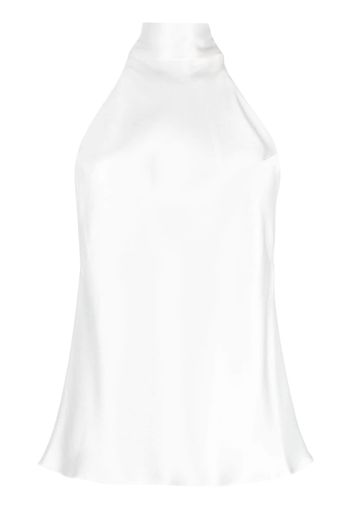 Galvan satin-finish high-neck blouse - Bianco