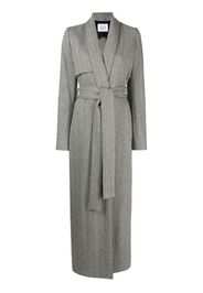 Galvan belted long-length wool coat - 965HERRINGBONE