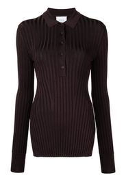 Galvan long-sleeve knitted polo shirt - Marrone