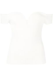 Galvan fine-rib sweetheart neck top - Bianco