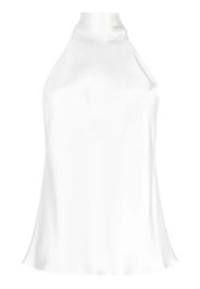 Galvan satin-finish high-neck blouse - Bianco